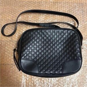 Gucci Black Embossed Leather Shoulder Bag